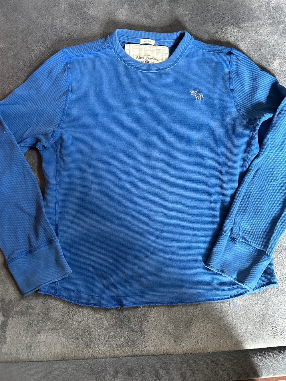 Abercrombie & Fitch Royal Blue Waffle Knit Crewneck
